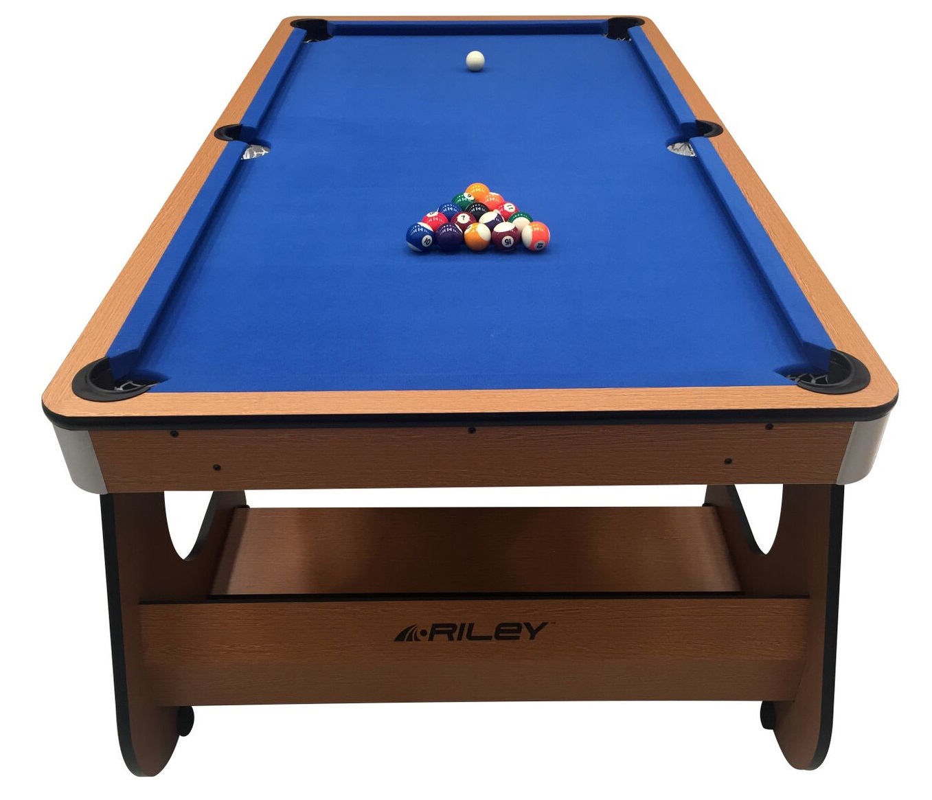 Pool table with folding legs