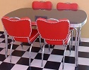 American Diner Set - 4 x CO26 Chairs Red TO27 Table